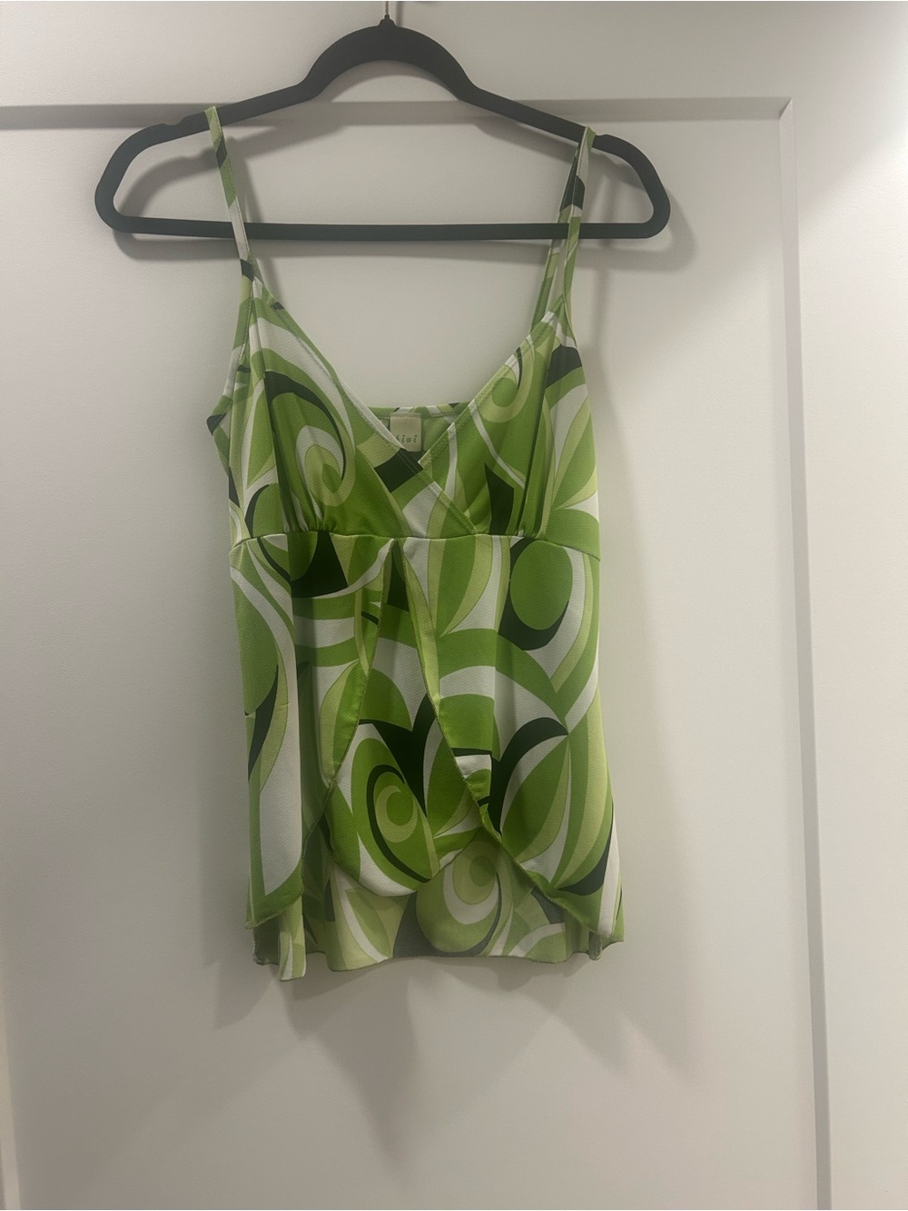 Kiwi Green Swirl Print Spaghetti-Strap Camisole